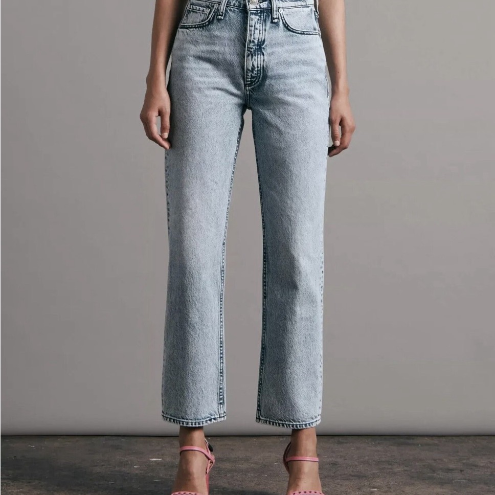 Rag & Bone High Rise Straight Leg Jeans Size 30 Vintage Wash Button Fly
